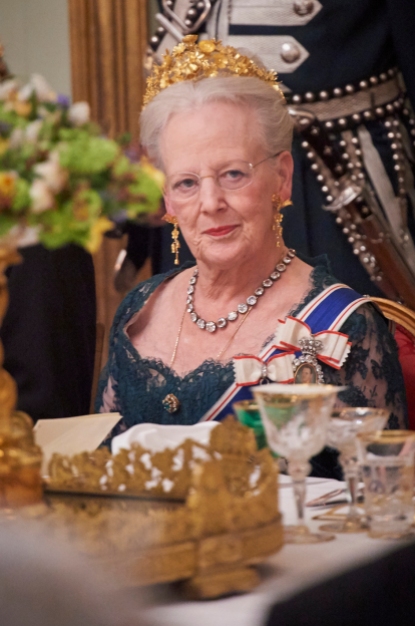 Queen Margrethe of Denmark attending the State Banquet at Amalienborg with the Danish Royal Family and President Gudni Thorlacius Johannesson with wife Ms. Eliza Jean Reid in Copenhagen, Denmark on January 24, 2017. Photo by Stefan Lindblom/Stella Pictures/ABACAPRESS.COM | 579601_012 Copenhague Copenhagen Danemark Denmark